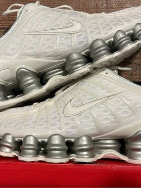 Nike White and Silver Shox Running Sneakers